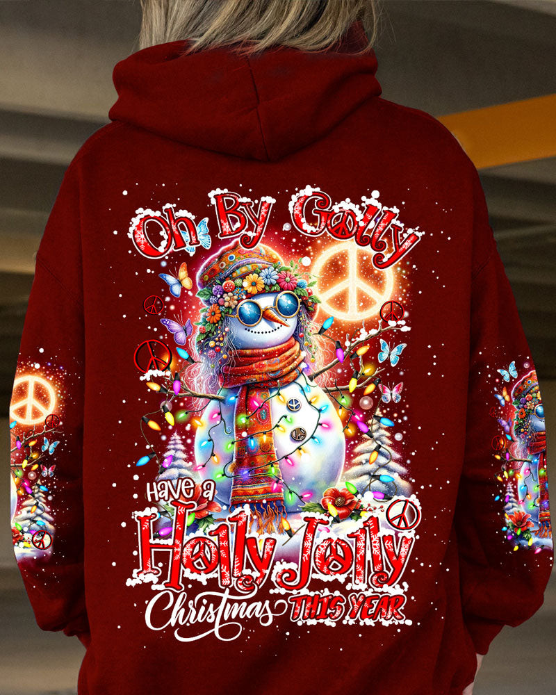 Snowman With String Lights Oh By Golly Hoodie Christmas Clothing Presents For Him