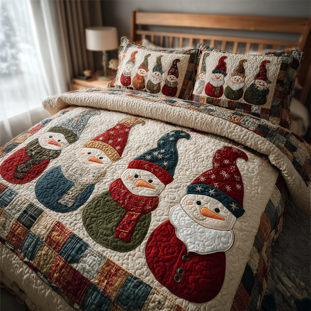 Snowman Wonder Quilted Bedding Set Christmas Bedding Sets Unique Snowman Gifts