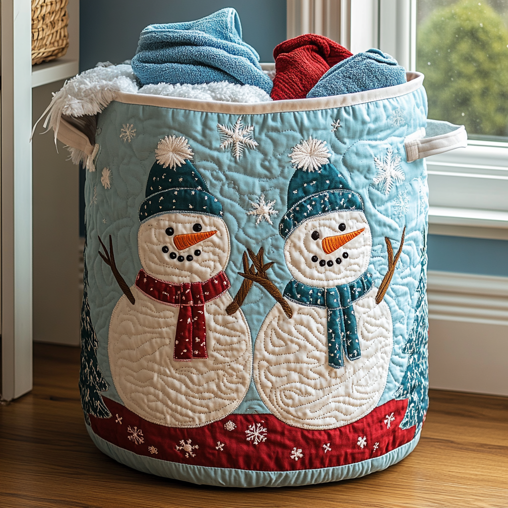 Snowman Wonder Quilted Laundry Basket Must-Have Laundry Essential