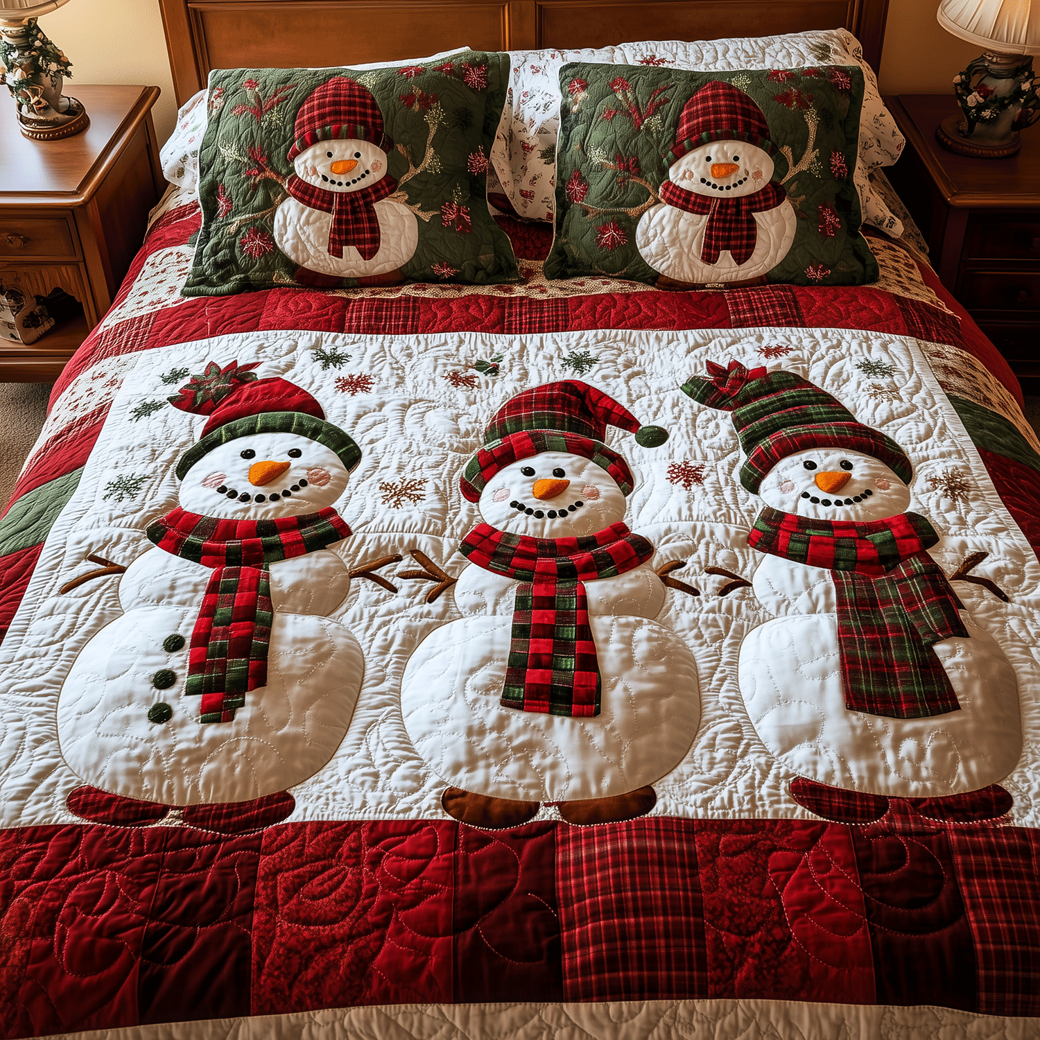Snowman Wonderland Quilted Bedding Set Full Size Comforter Brother In Law Xmas Gifts