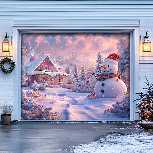 Snowman Xmas Garage Door Covers Garage Holiday Covers Father In Law Gifts Christmas