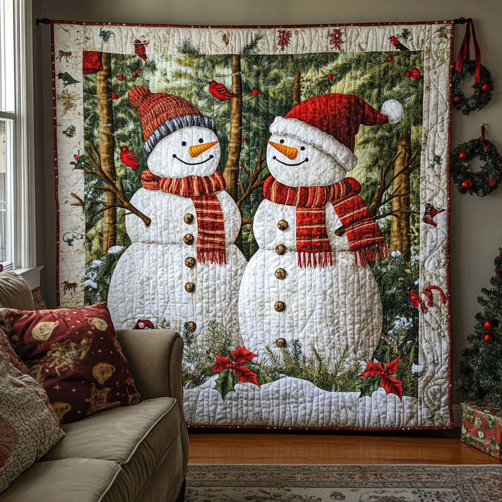 Snowman Xmas Quilted Blanket Cute Christmas Blankets