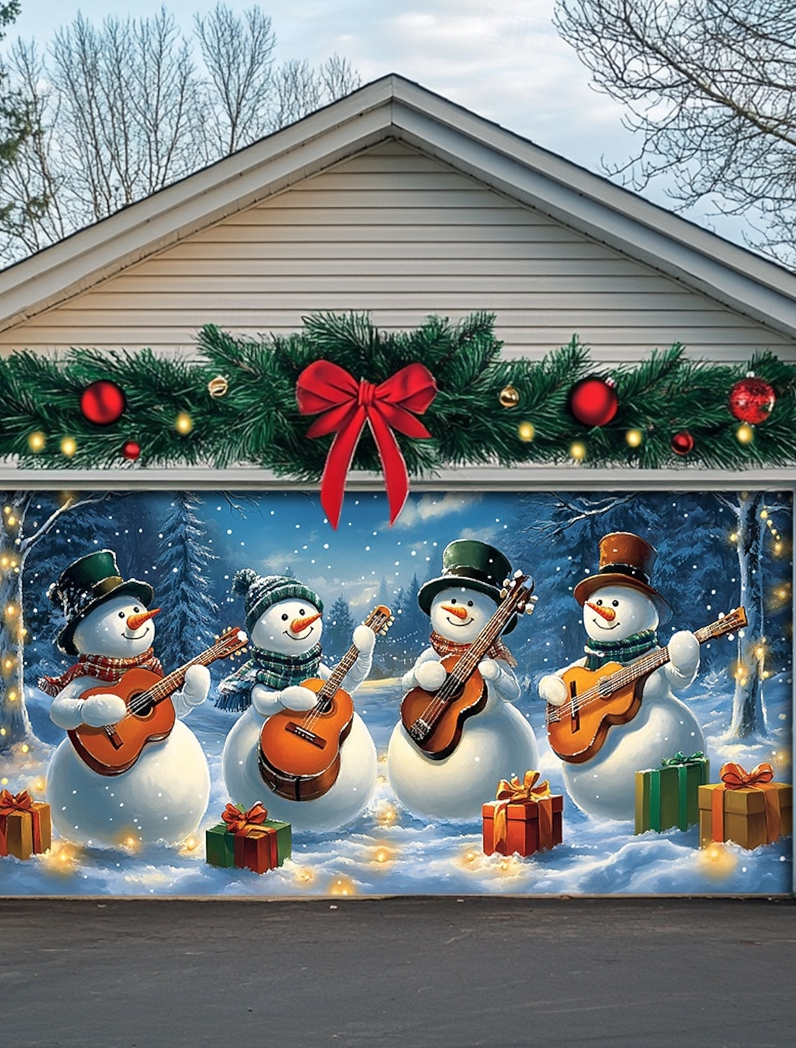Snowmans Playing Guitar Christmas Garage Door Covers Garage Christmas Covers Xmas Gifts For Dad