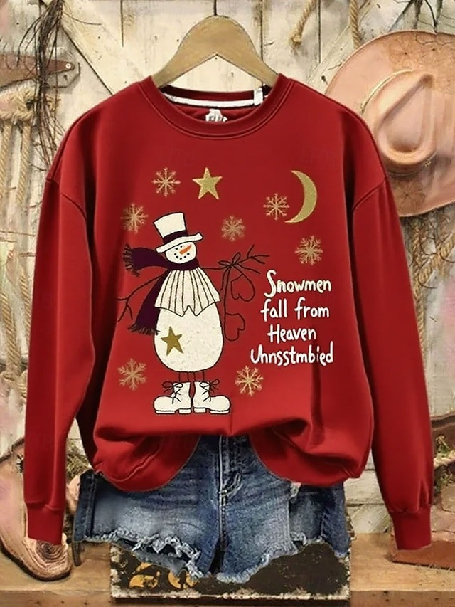 Snowmen Fall from Heaven Christmas Holiday Sweatshirt Snowman Themed Xmas Presents
