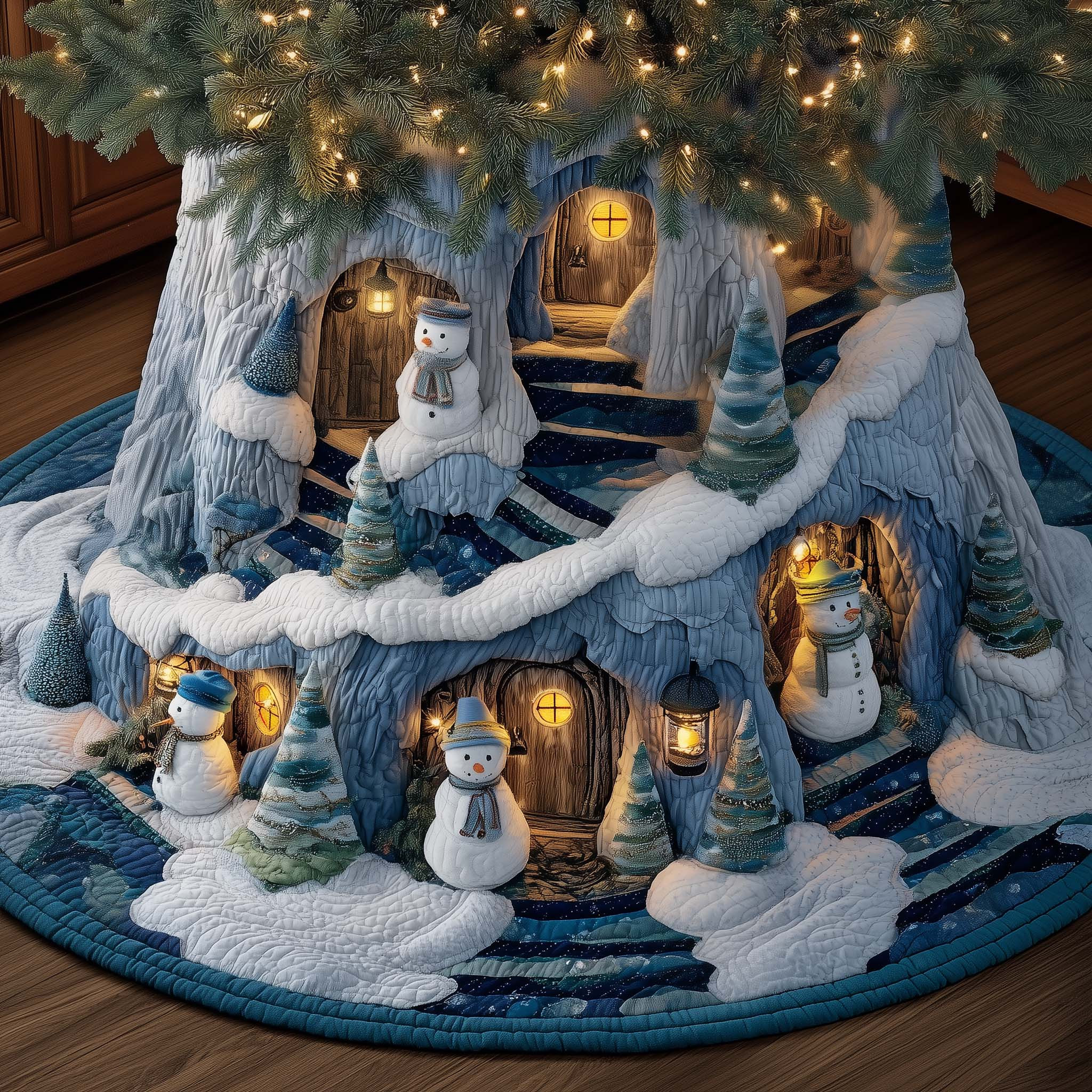 Snowmen Lane Quilted Tree Skirt Trending Home Decor 2025 Best Gifts For Christmas