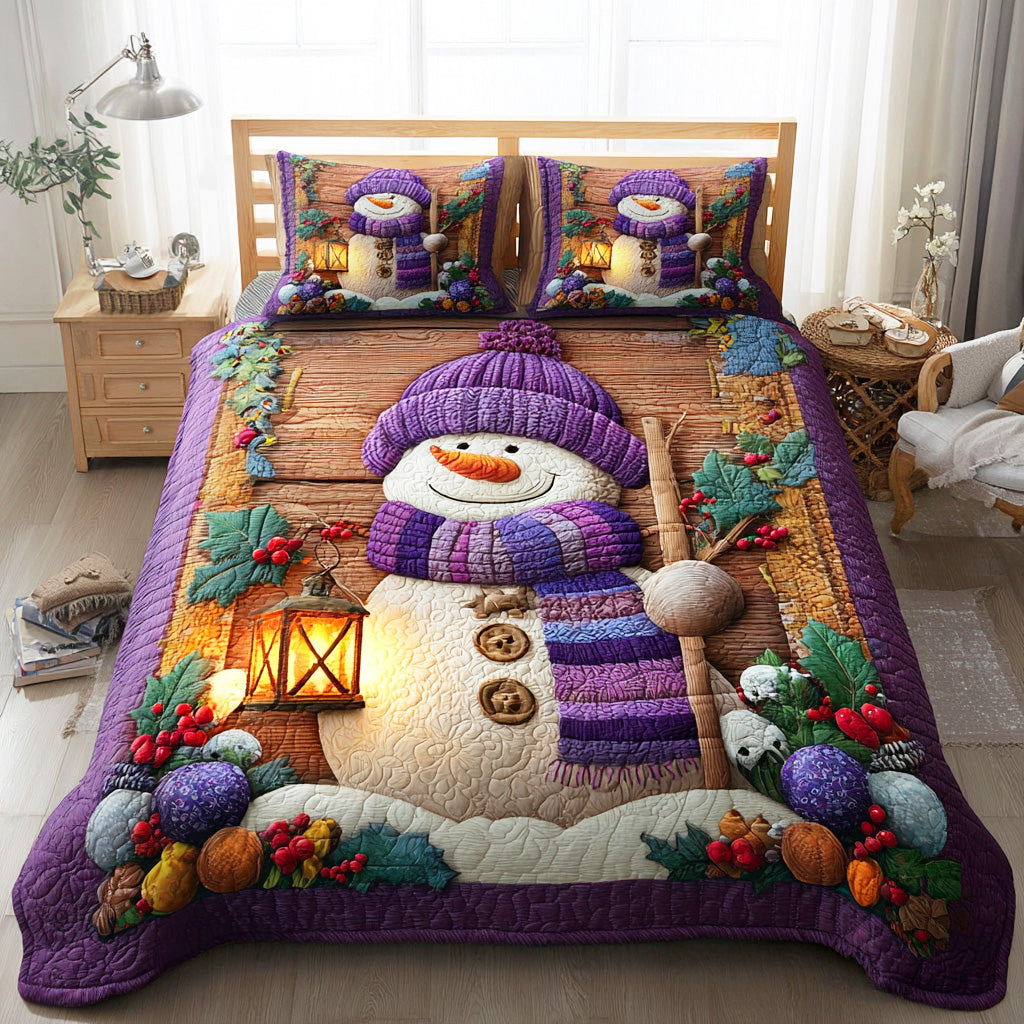 Snowmen Wonderland Quilted Bedding Set Best Christmas Duvet Cover Set Gifts For Snowman Lovers