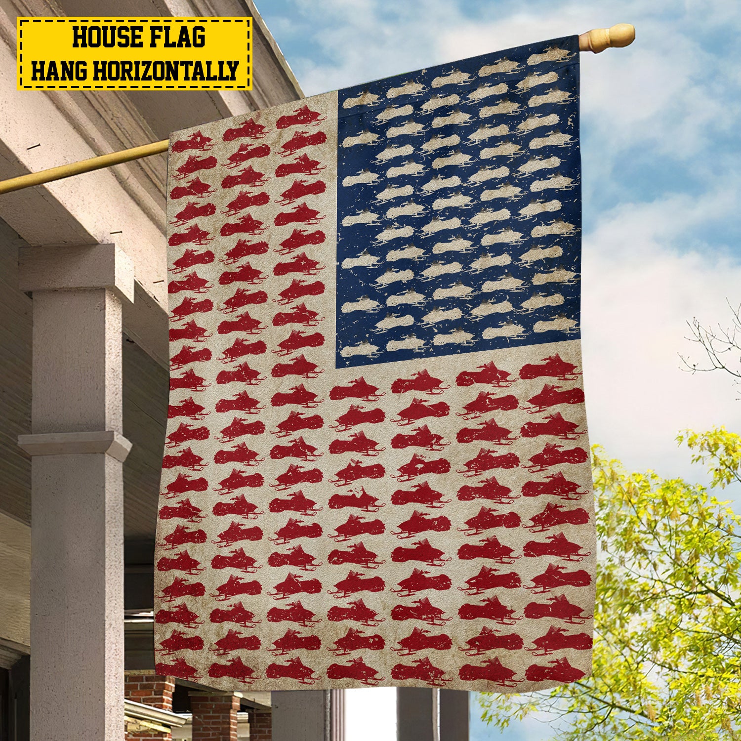 Snowmobile American Flag Patriotic Snowmobile Usa Yard Flag Gift For Snowmobile Lovers