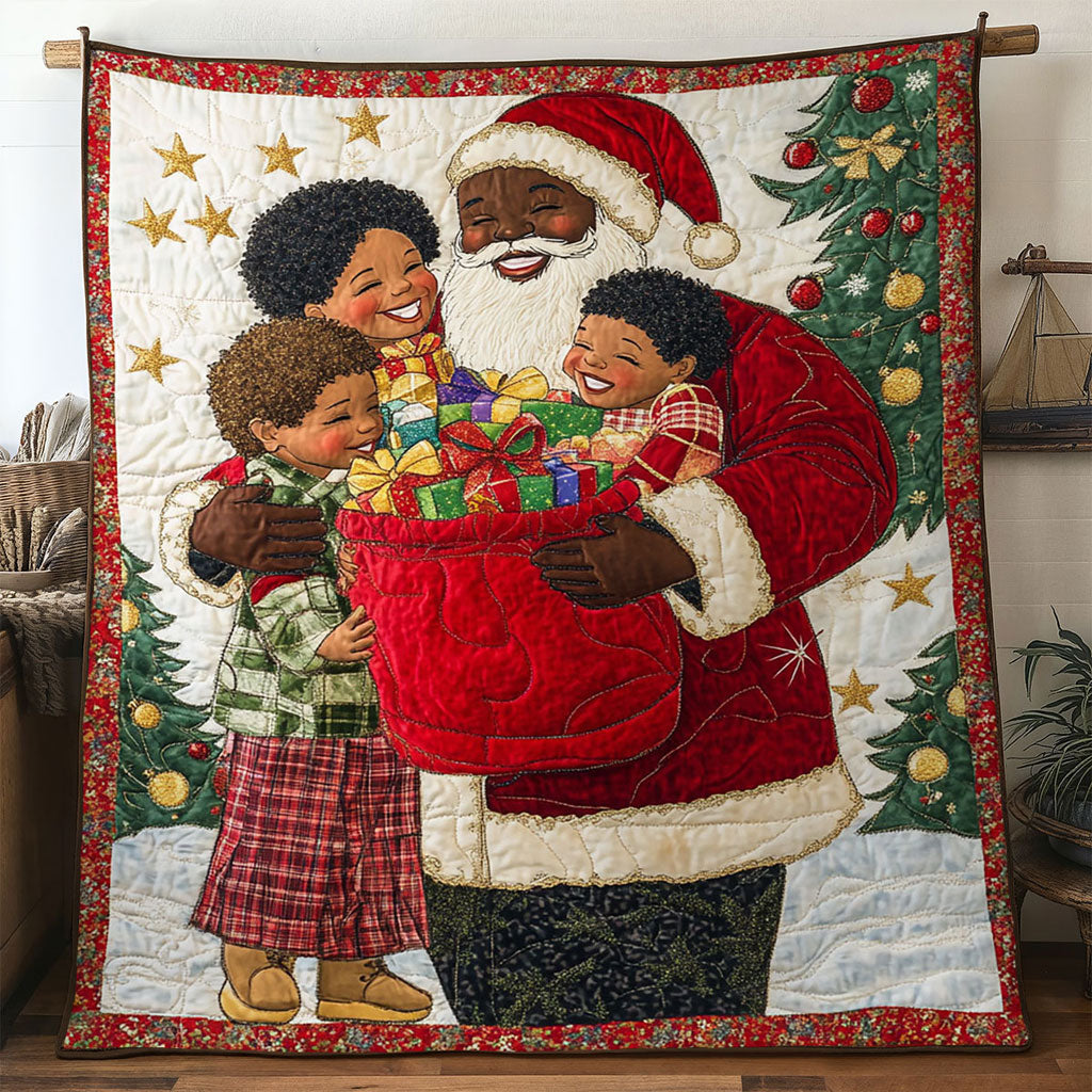 Snowy Black Santa Claus Night Quilt Blanket King Blanket Things To Get Your Mom For Christmas