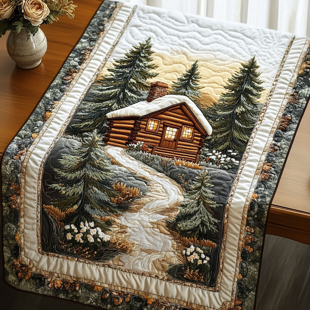 Snowy Cabin Retreat Quilted Table Runner Christmas Holiday Table Runners Best Friend Presents