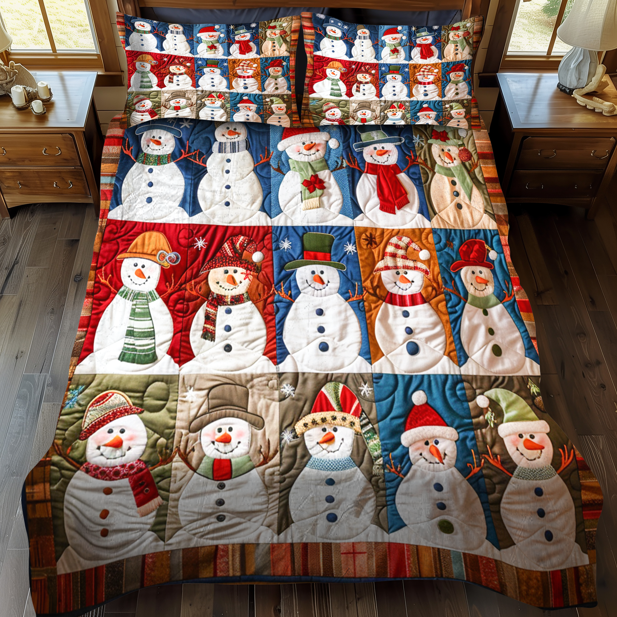 Snowy Cheer Quilted Bedding Set Full Size Sheets Brother In Law Gifts For Christmas
