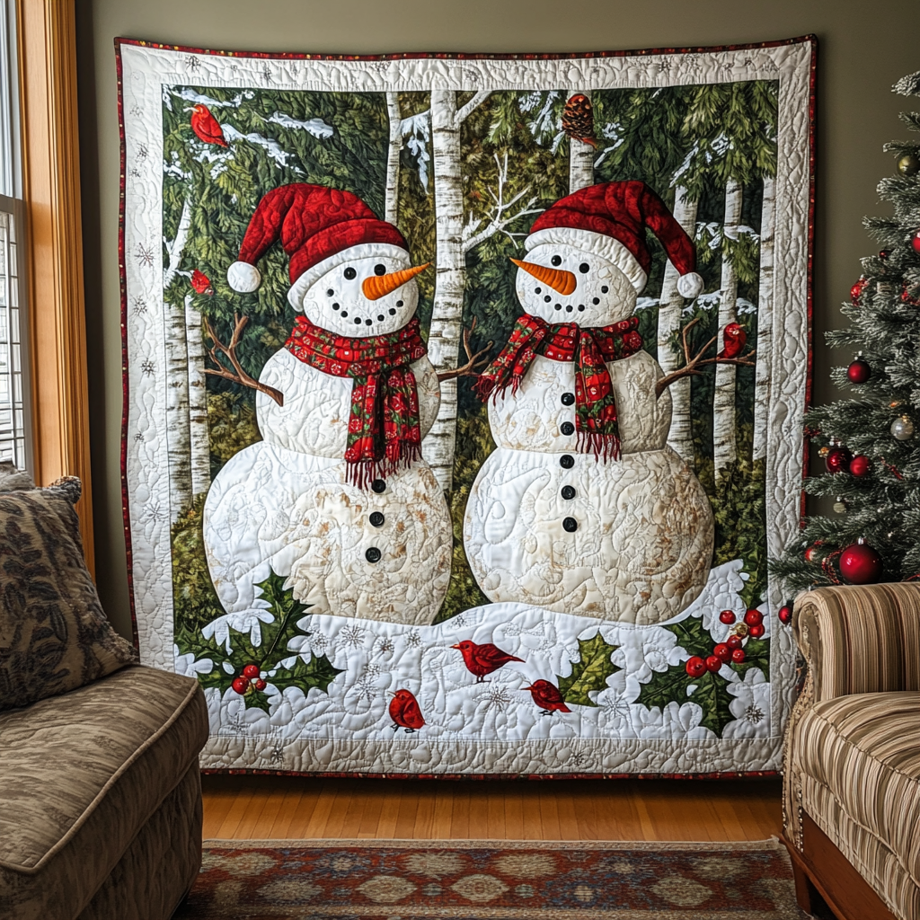 Snowy Christmas Quilted Blanket Cute Christmas Blankets