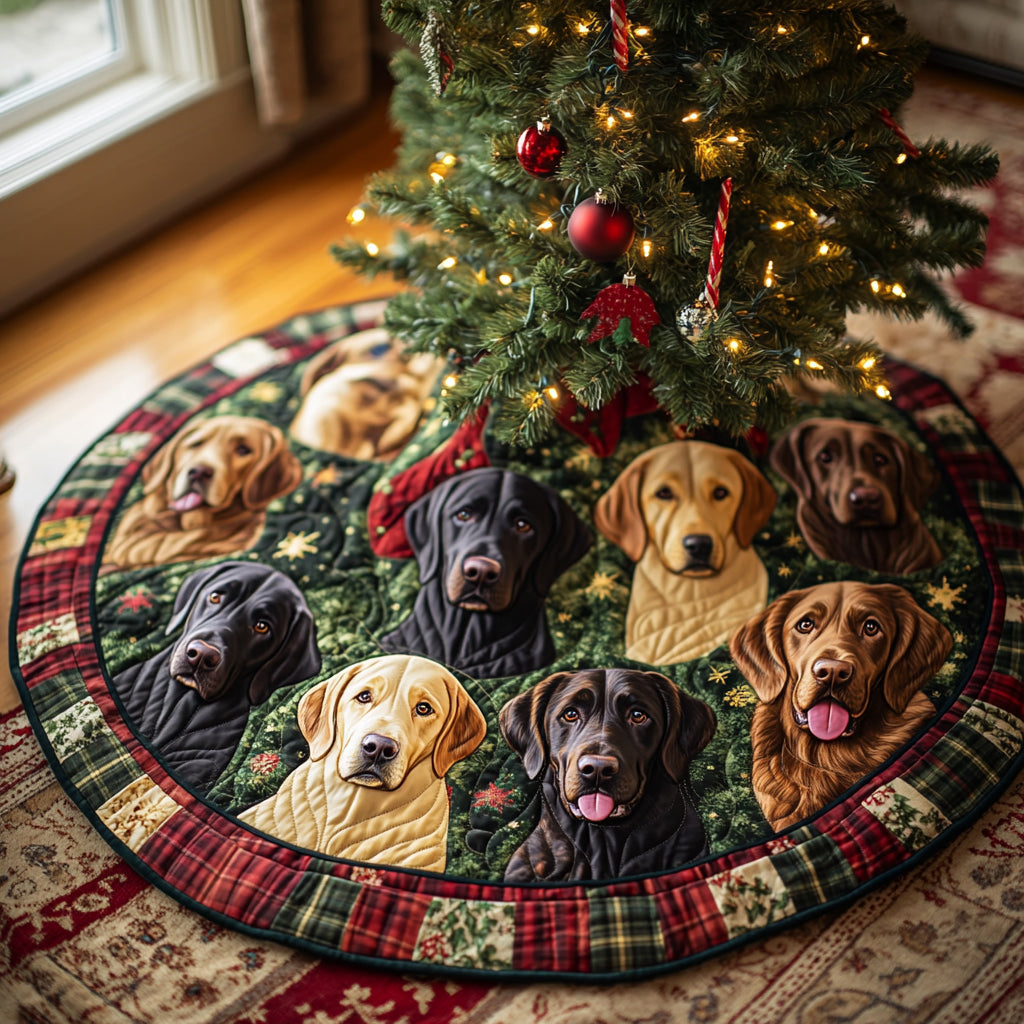 Snowy Companion Christmas Quilted Tree Skirt Xmas Tree Decor Labrador Gift Ideas