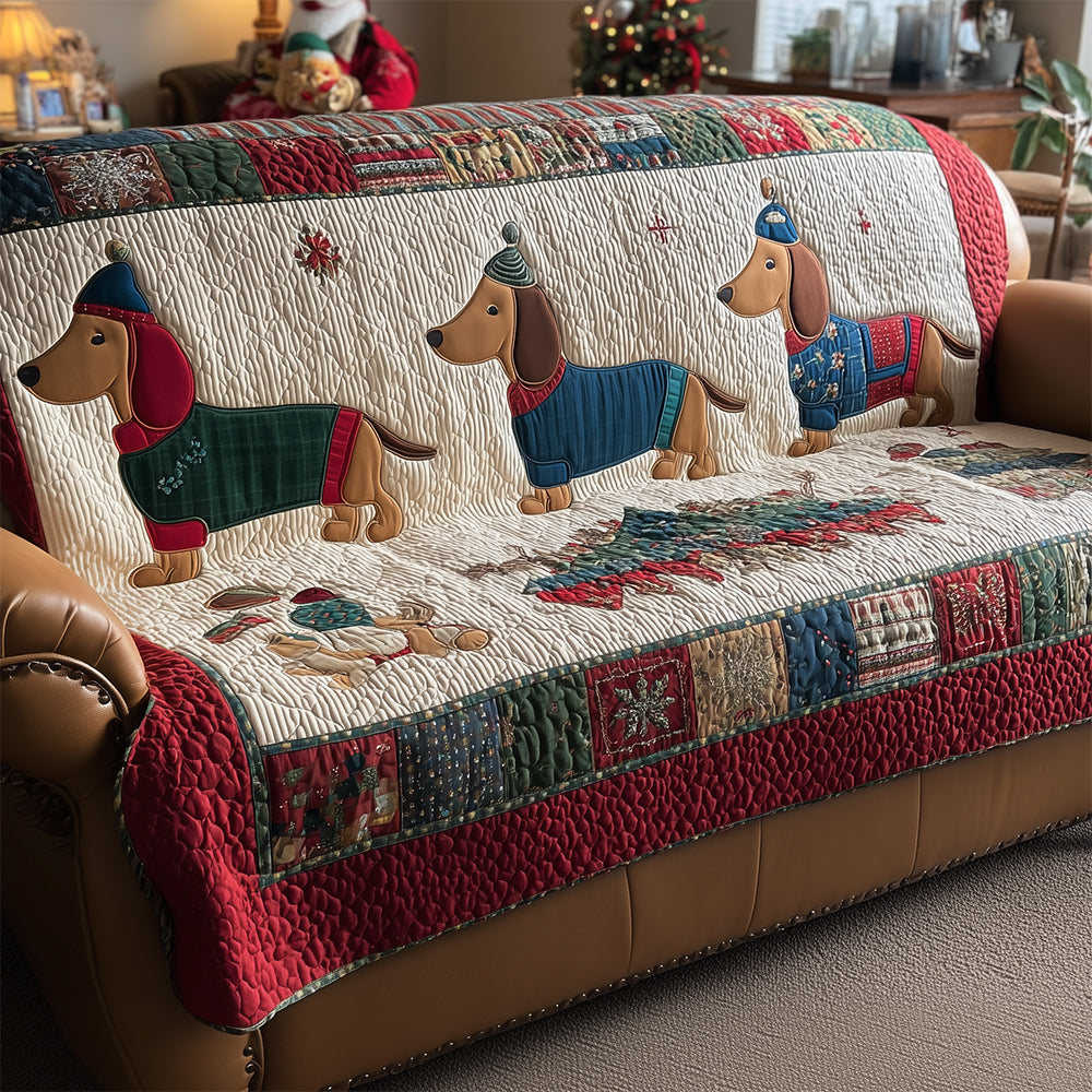 Snowy Dachshund Days Quilted Sofa Cover Sofa Seat Covers Unusual Dachshund Gifts