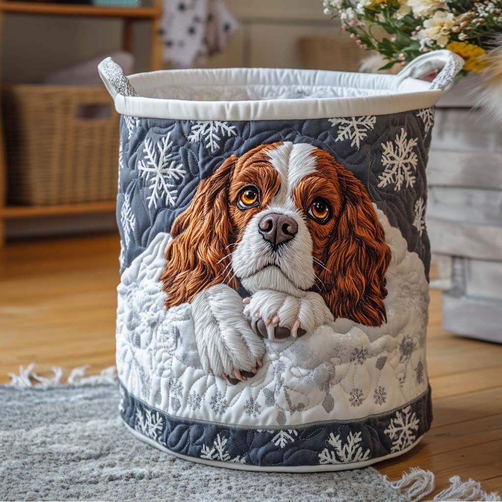Snowy Day Gaze Quilted Laundry Basket Lightweight Quilted Laundry Bag for Modern Homes