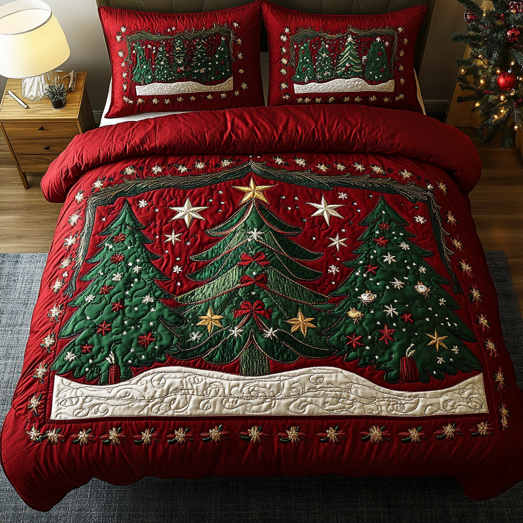 Snowy Dream Quilted Bedding Set Holiday Duvet Covers Holiday Gifts For Employees