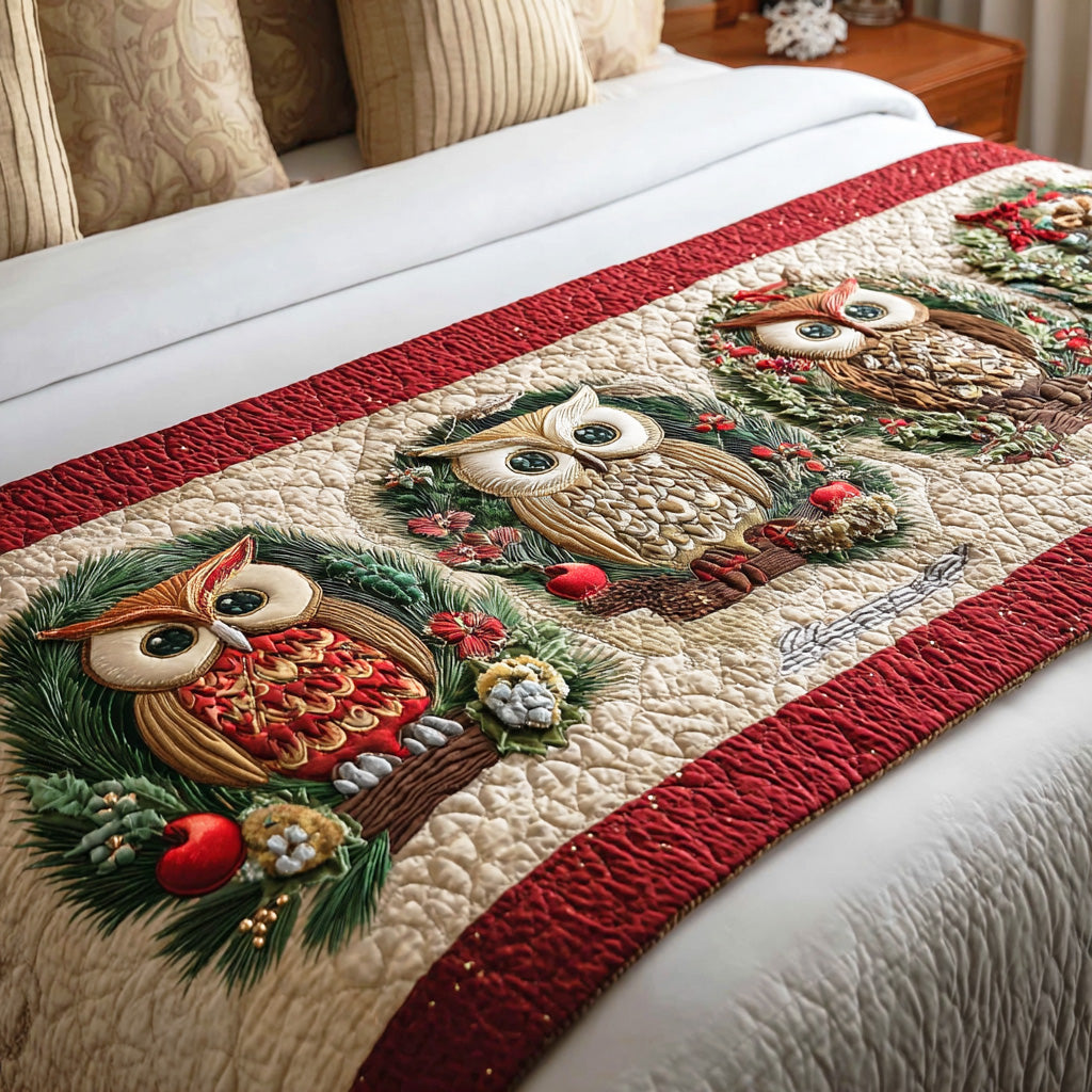 Snowy Feather Light Quilted Bed Runner Bed Decorations Owl Gifts For Him Her