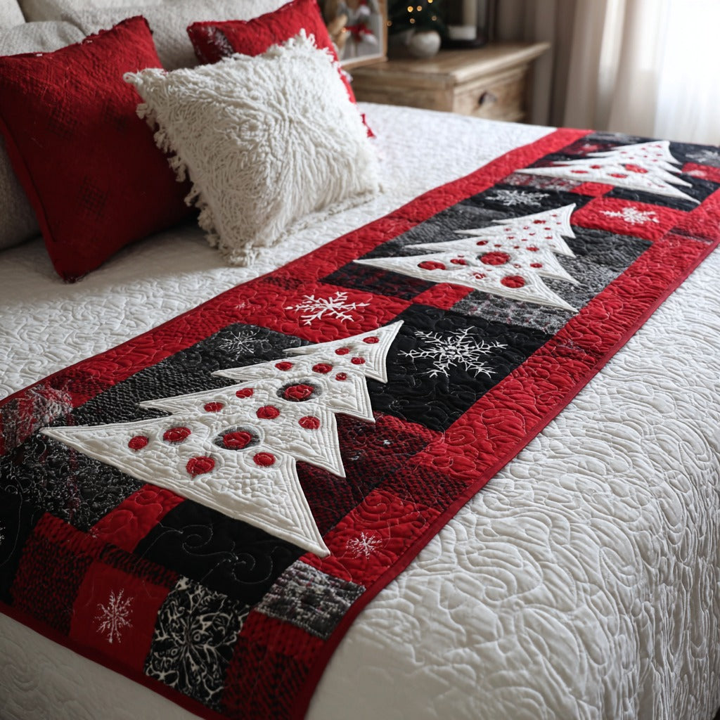 Snowy Forest Quilted Bed Runner Holiday Bedroom Ideas Best Family Xmas Gifts