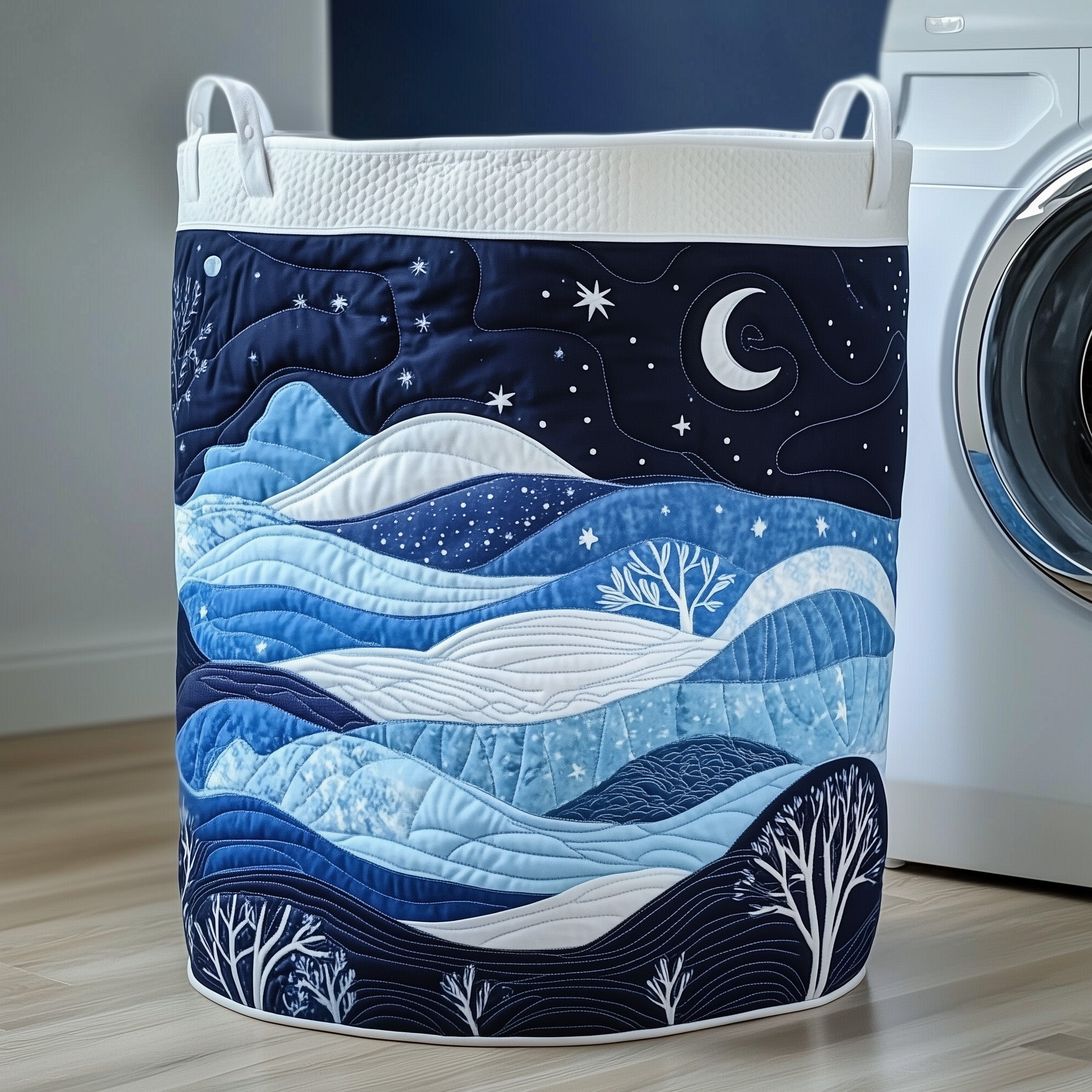 Snowy Forest Quilted Laundry Basket New Year Merch Gift