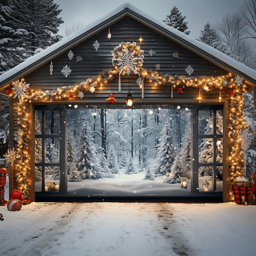 Snowy Forest Trees Christmas Garage Door Covers Best Family Presents For Christmas