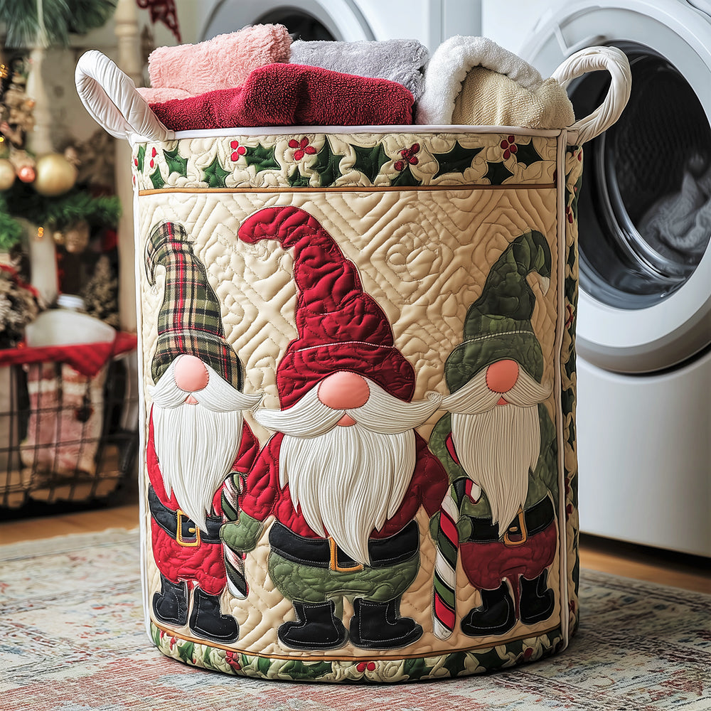 Snowy Gnome Quilted Laundry Basket Anniversary Merch Gift