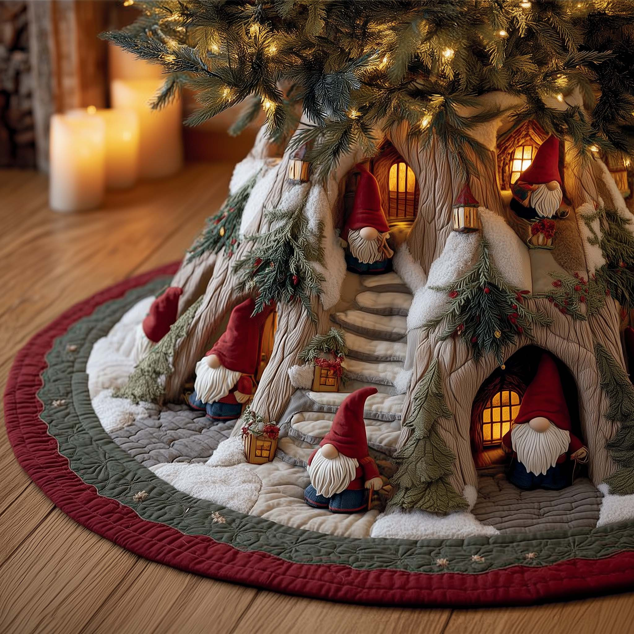 Snowy Gnome Quilted Tree Skirt Trending Home Decor 2025 Christmas Ideas