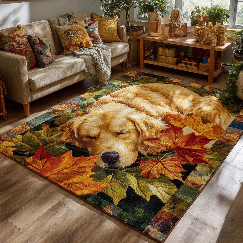 Snowy Golden Area Rug Door Entrance Decor Great Dog Christmas Gifts