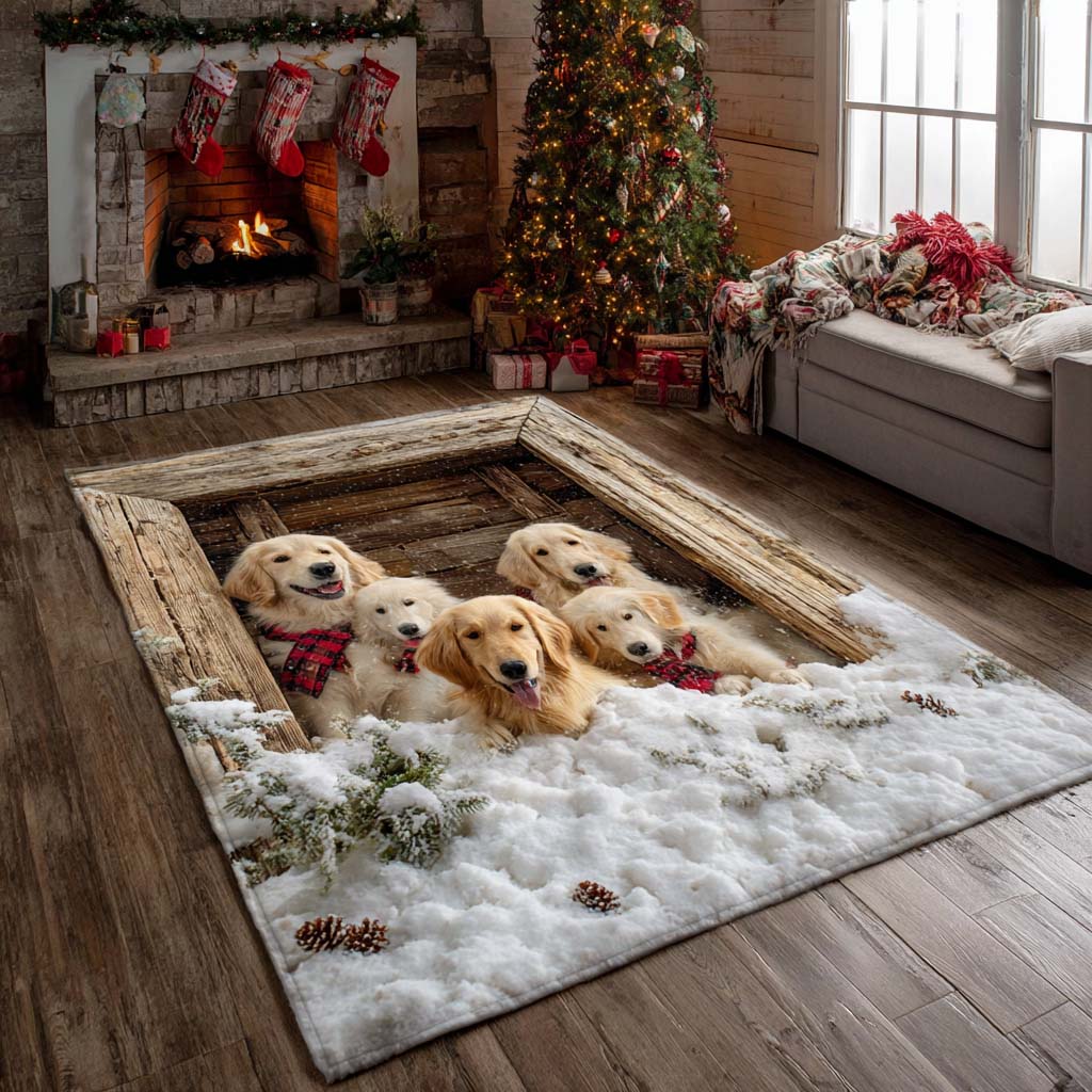 Snowy Golden Den Area Rug Large Outdoor Rug Christmas Gifts For Church Members