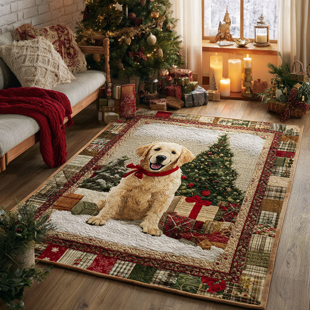 Snowy Golden Retriever Area Rug Large Outdoor Rug Christmas Gifts For Church Members