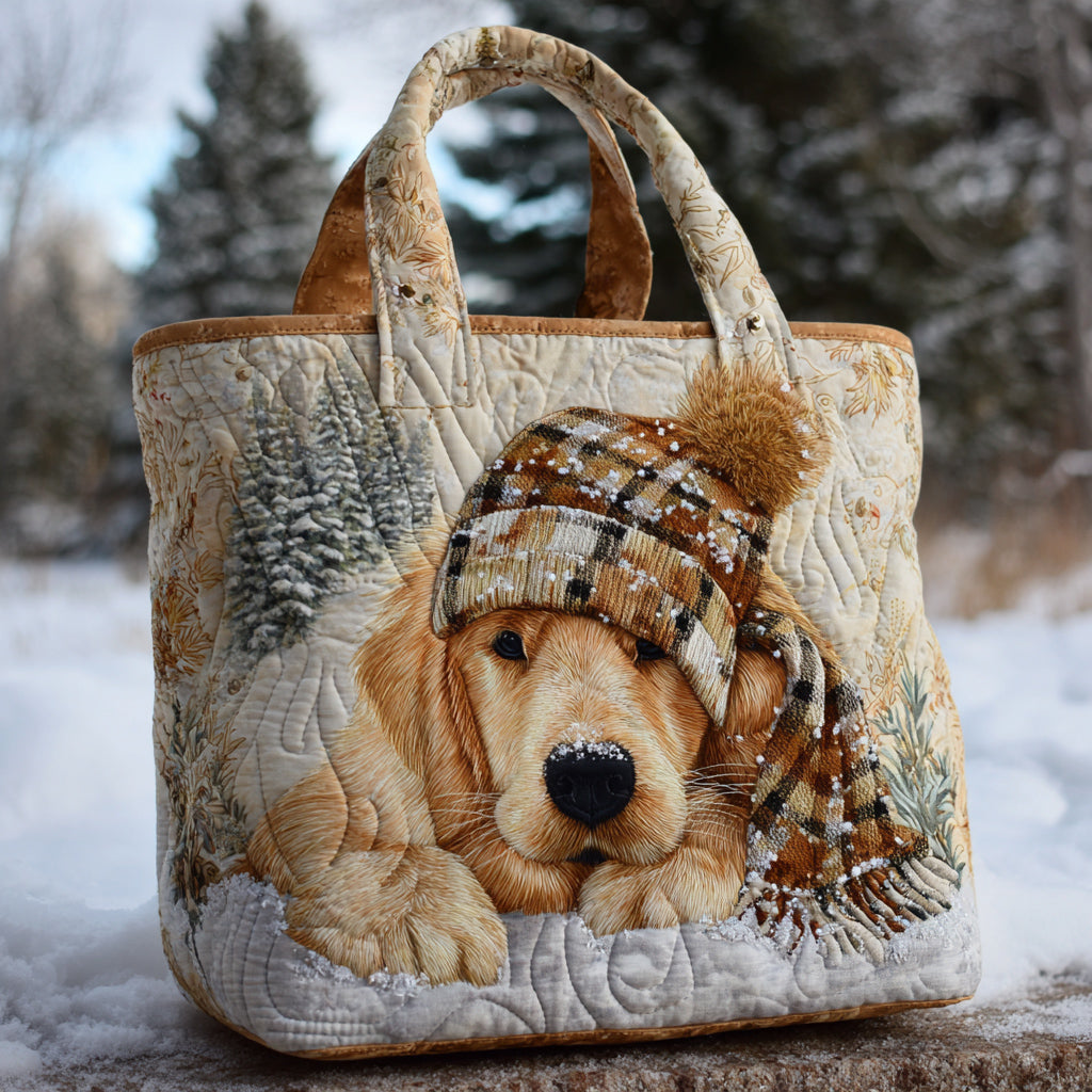Snowy Golden Retriever Quilted Tote Bag Unique Gifts For Dog Lovers