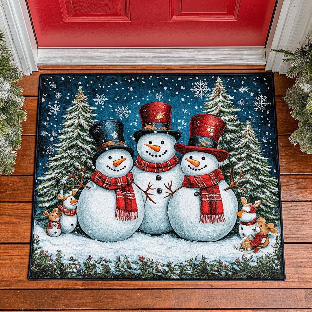 Snowy Greetings Doormat Blanket Perfect Gift For Friends and Family on Christmas Day