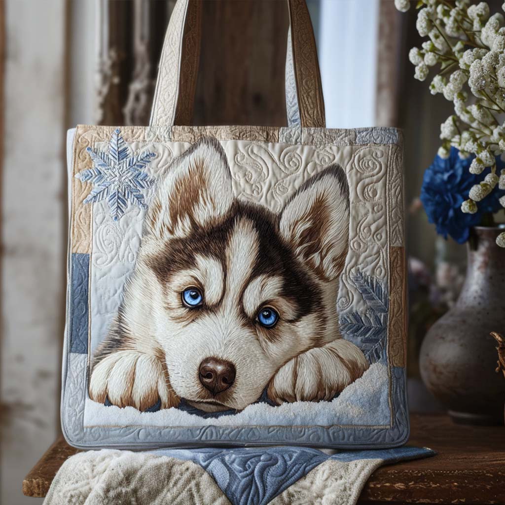 Snowy Husky Pup Quilted Tote Bag Gifts For Dog Onwers Lovers Ideas
