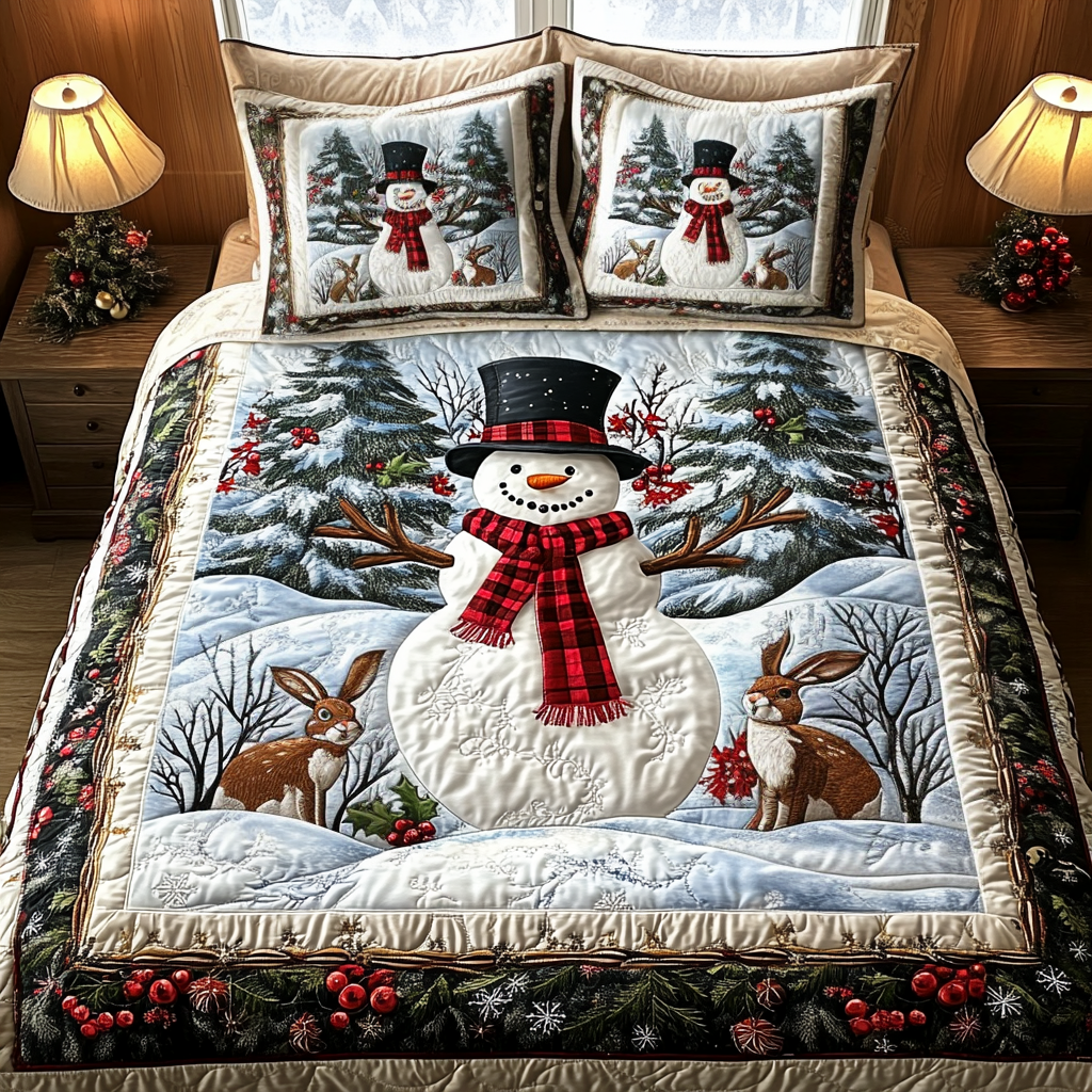 Snowy Magic Quilted Bedding Set Christmas Bedding King Things To Get For Christmas