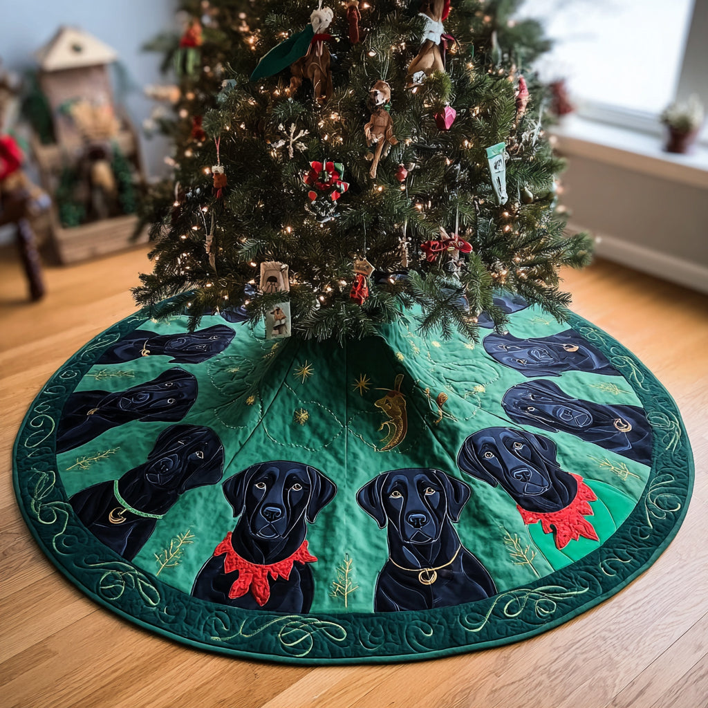 Snowy Nose Christmas Quilted Tree Skirt Xmas Indoor Decorations Gifts For Labrador Lovers