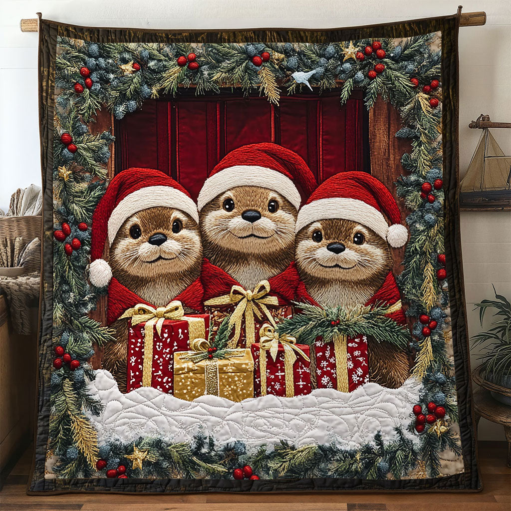 Snowy Otter Quilt Luxury Quilt Blanket for Elegant Home Decor