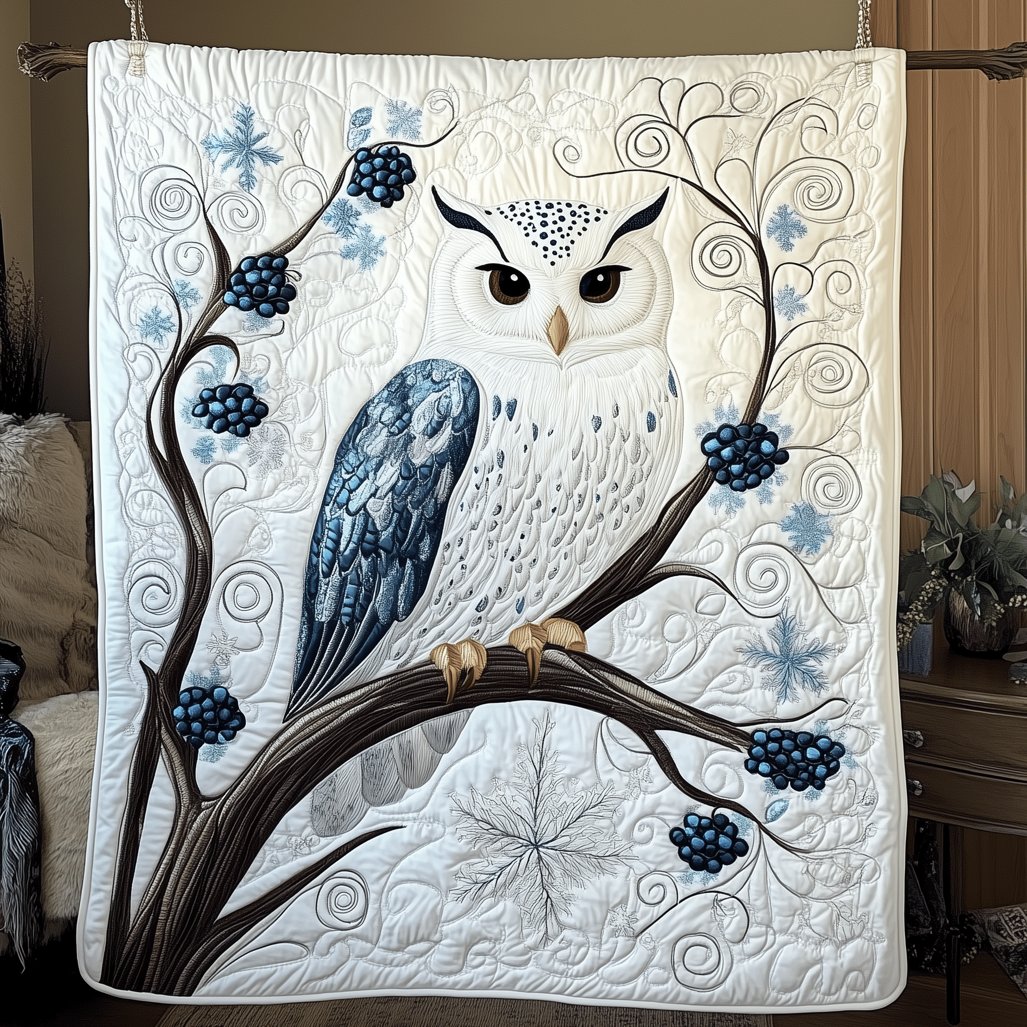 Snowy Owl Quilted Blanket Christmas Throw Blanket Christmas Gifts For Parents