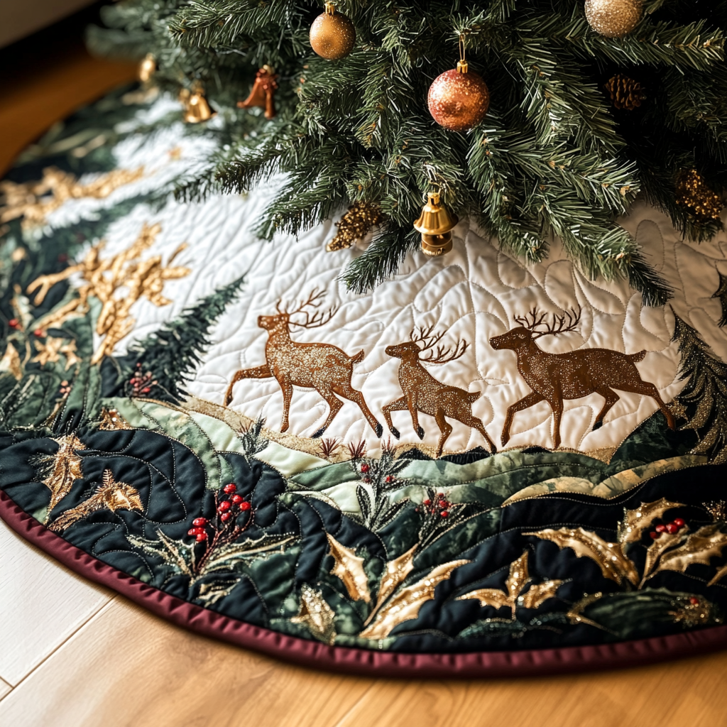 Snowy Path Quilted Christmas Tree Skirt Thoughtful Christmas Tree Skirt Gift Idea