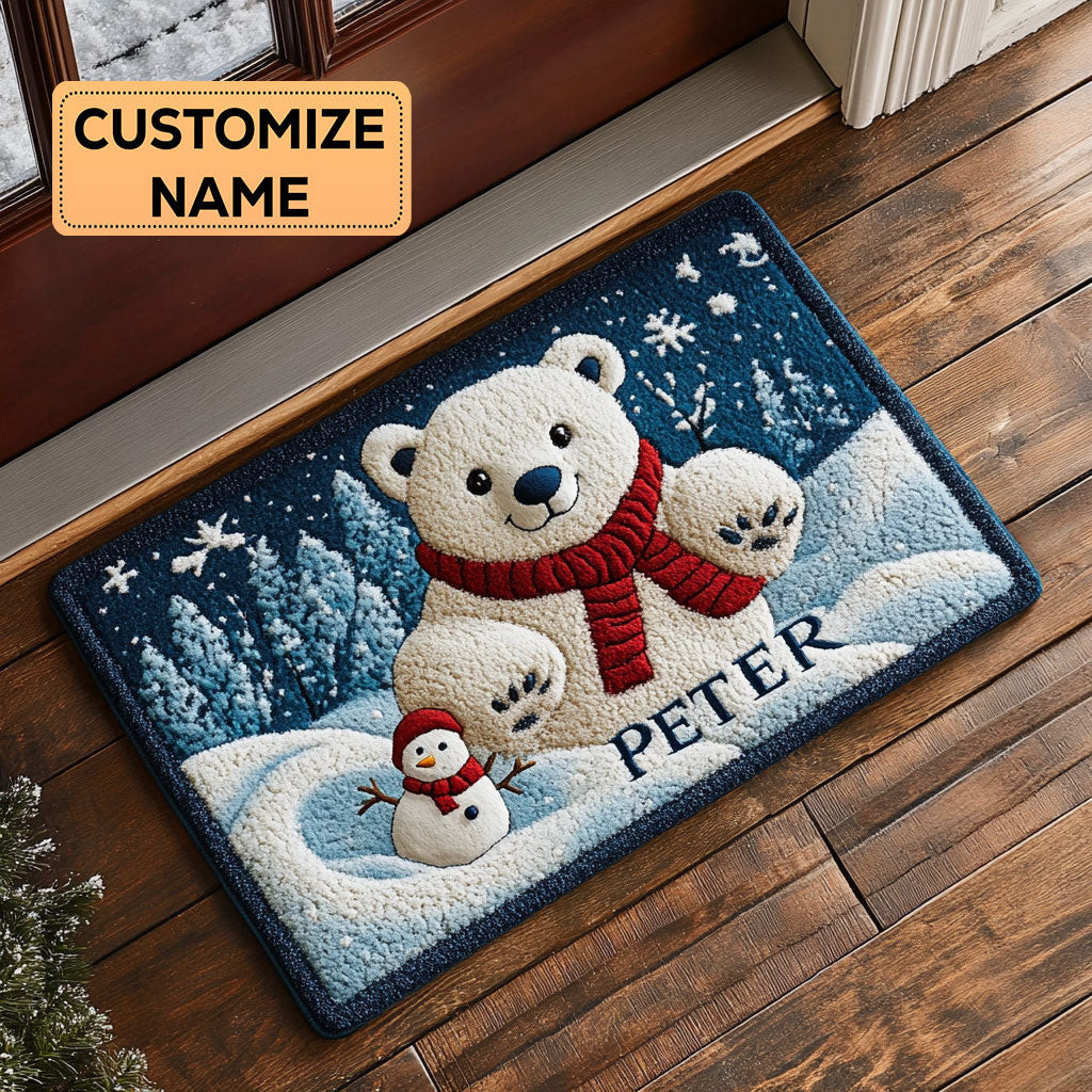 Snowy Paws Custom Personalized Doormat Blanket Perfect Gift For Friends and Family on Christmas Day