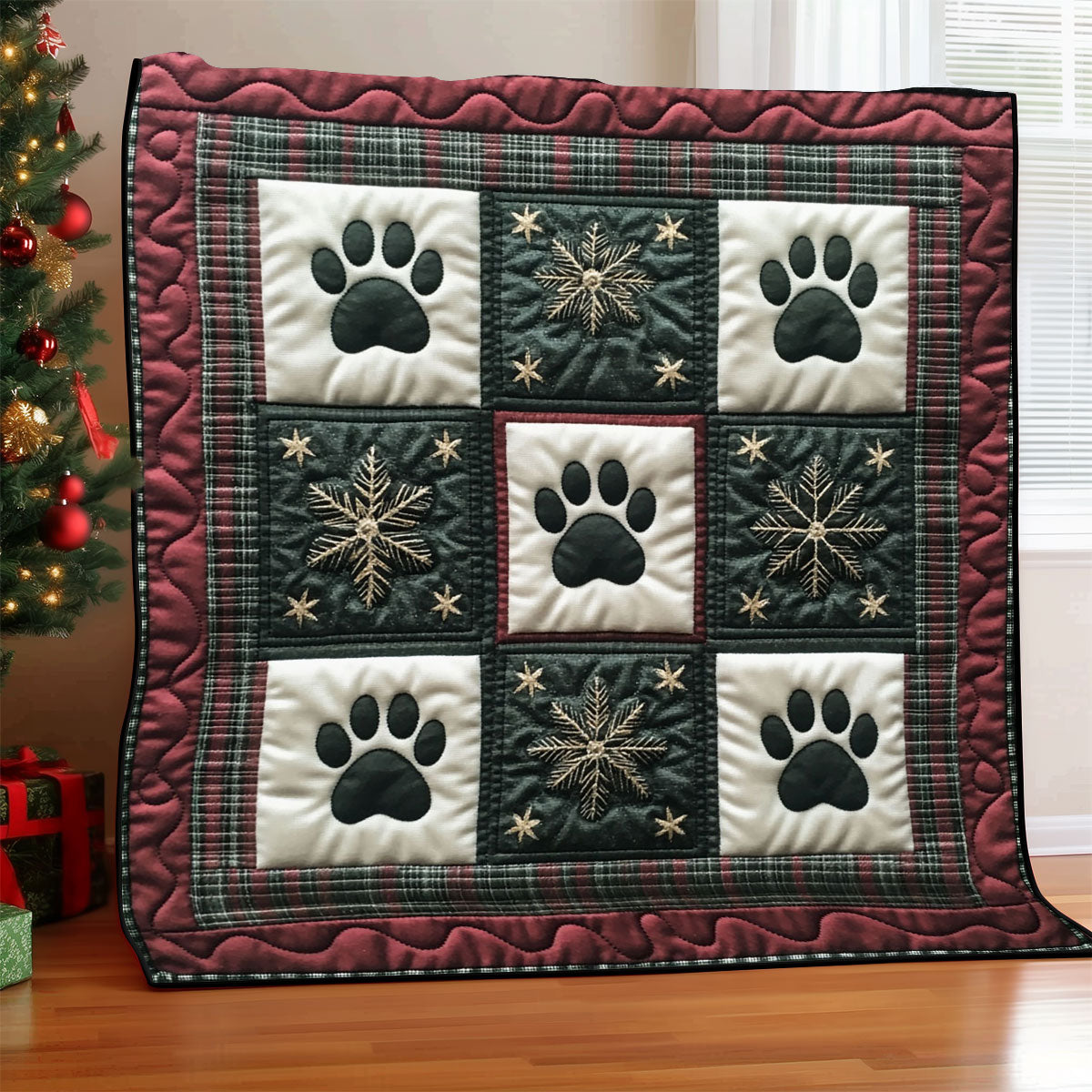 Snowy Paws Quilt Blanket Throw Blankets For Couch Best Family Presents For Christmas