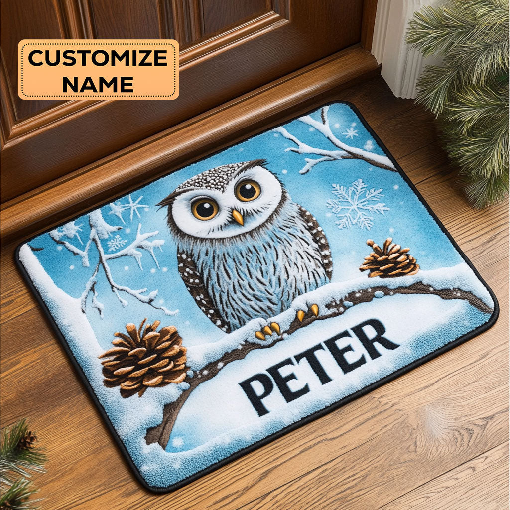 Snowy Perch Custom Personalized Doormat Blanket Perfect Gift For Friends and Family on Christmas Day