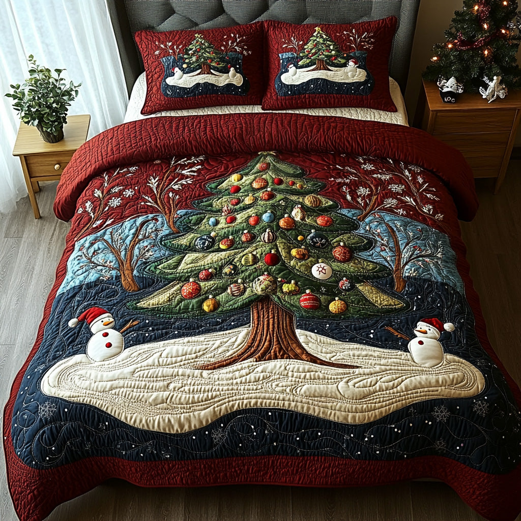Snowy Pine Quilted Bedding Set Holiday Duvet Covers Christmas Giving Ideas For Families