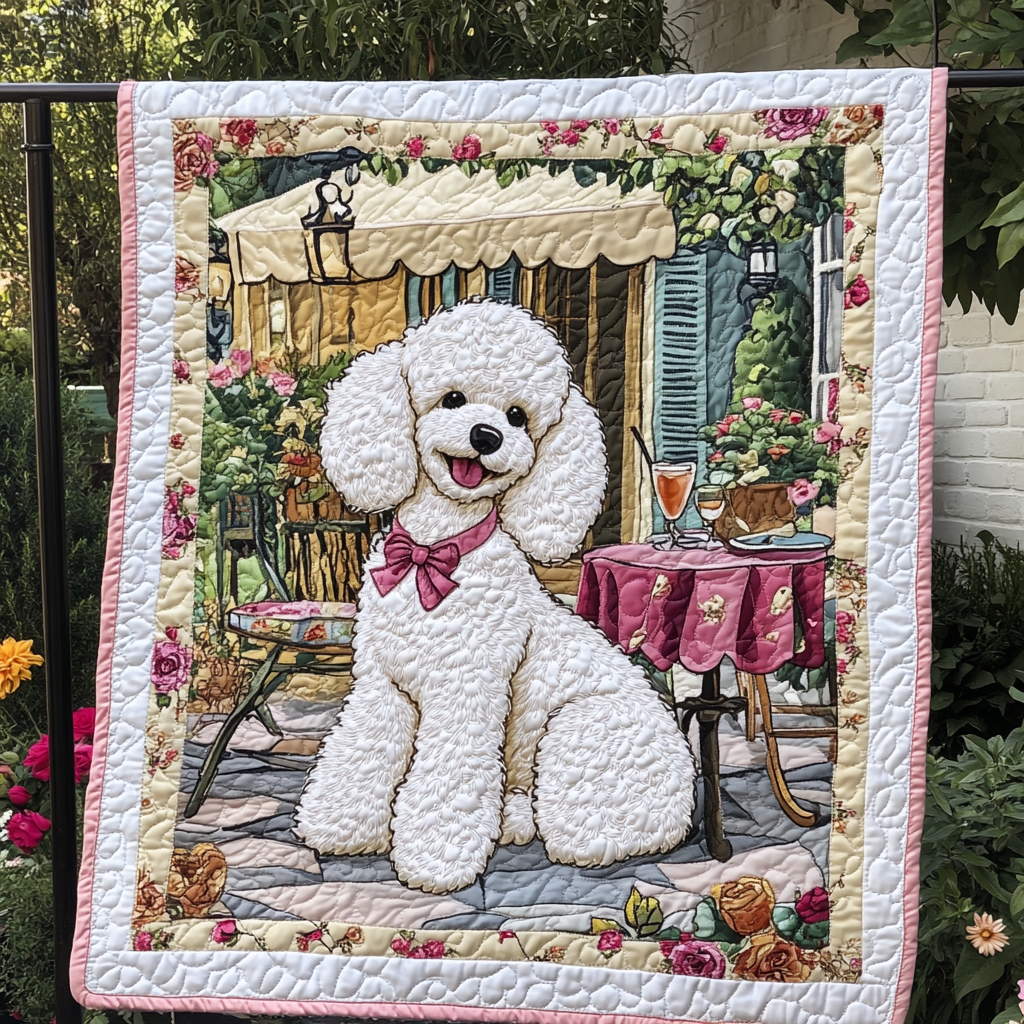 Snowy Poodle Delights Quilted Blanket Best Gifts For Dog Owners