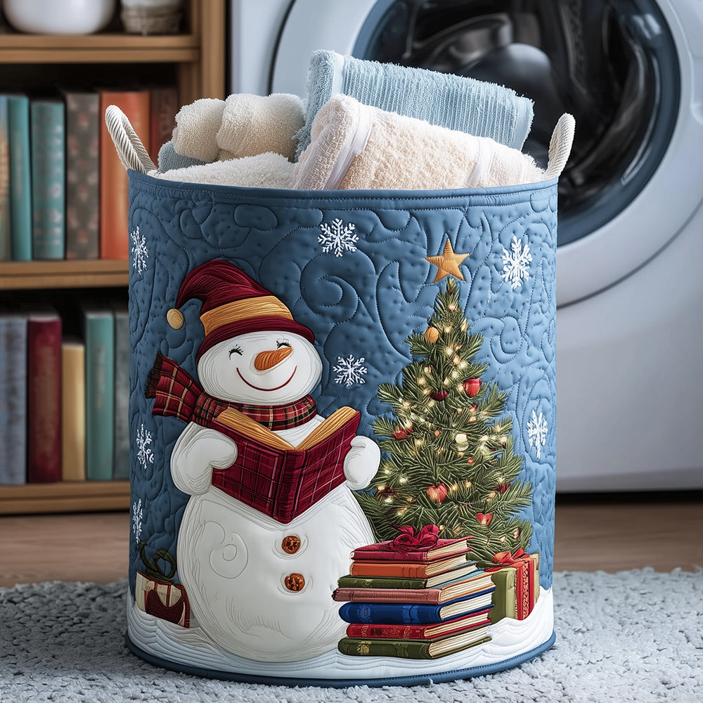 Snowy Reader Quilted Laundry Basket Merch For Kids