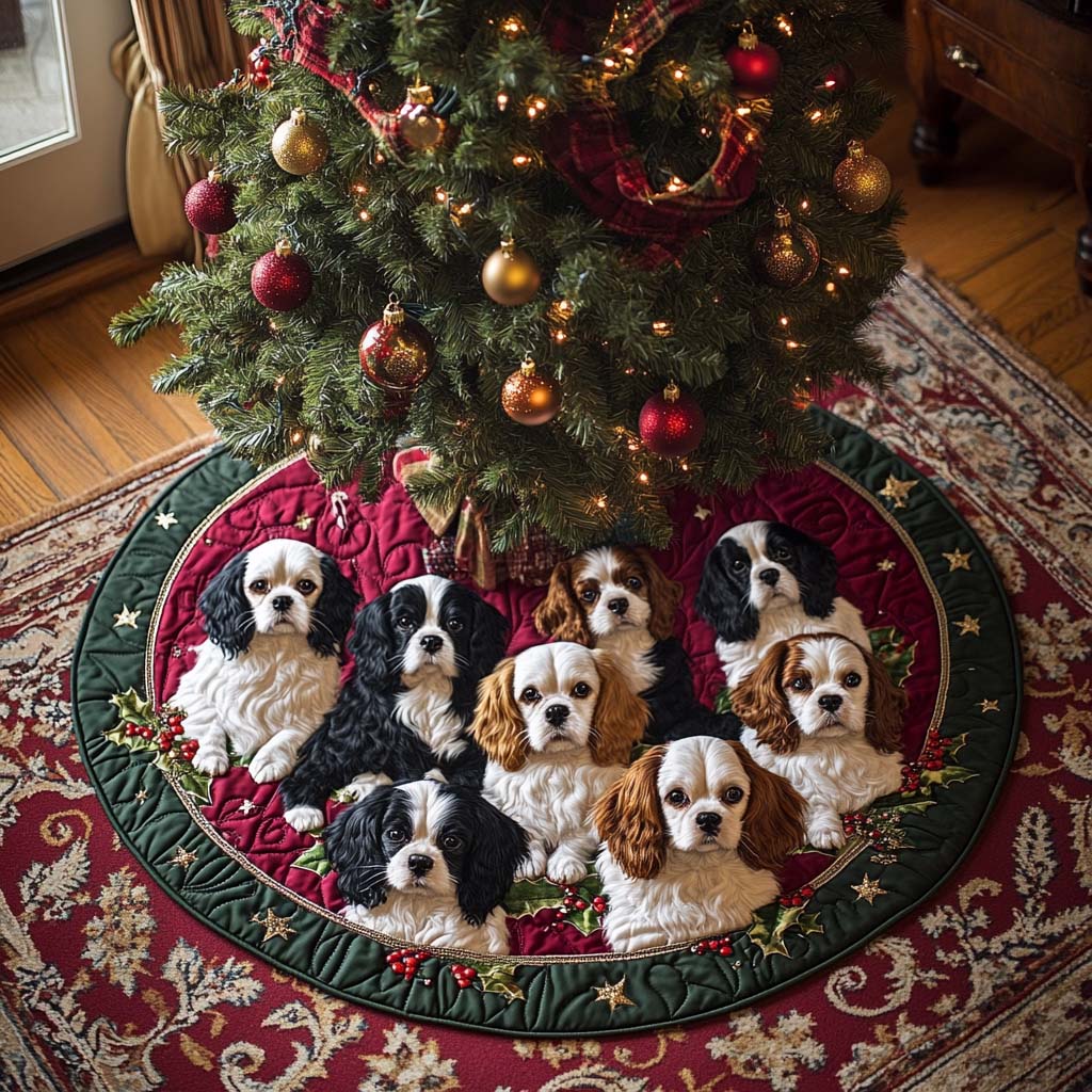 Snowy Royalty Quilted Christmas Tree Skirt Exclusive Holiday Tree Skirt Gift for Families