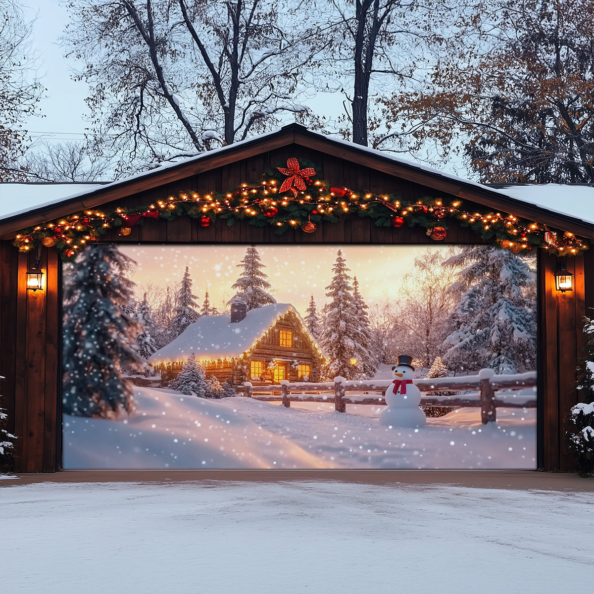 Snowy Scene Christmas Garage Door Banner Winter Home Decor Christmas Presents