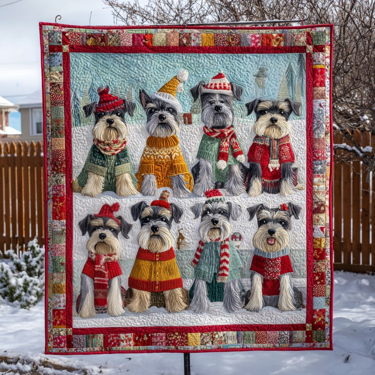 Snowy Schnauzers Quilted Blanket Christmas Blanket Things To Get For Christmas