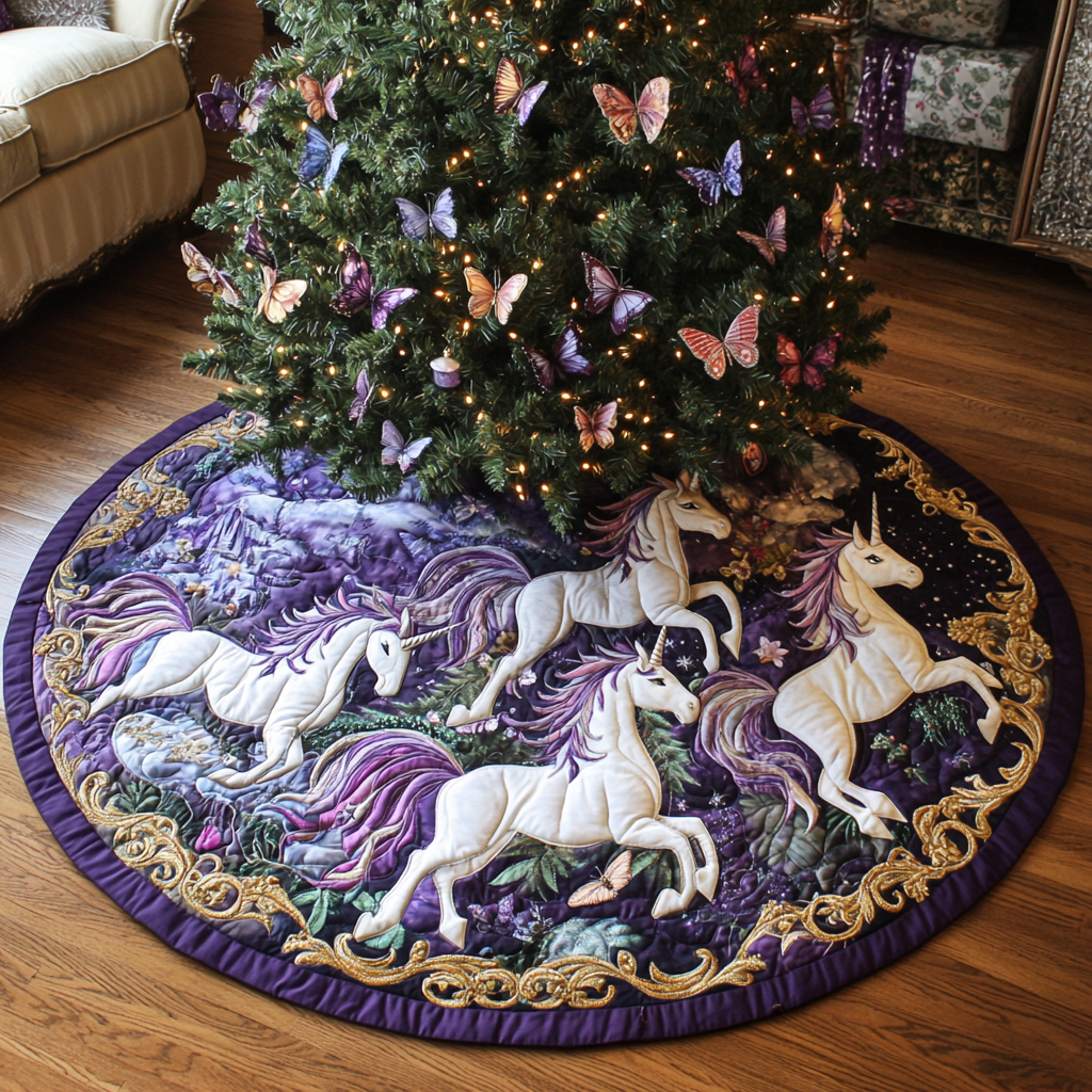 Snowy Serenade Christmas Quilted Tree Skirt Exclusive Christmas Tree Skirt Merch Collection