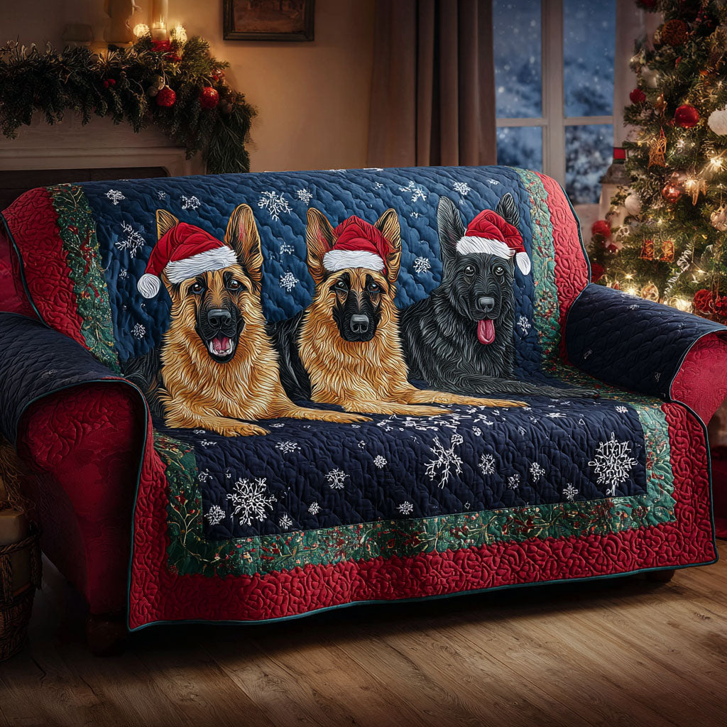 Snowy Shepherd Smiles Quilted Sofa Cover Living Room Winter Decor Best Christmas Present For Dog