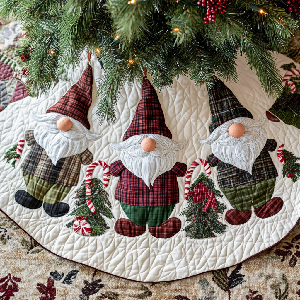Snowy Silent Night Christmas Tree Skirt Decorative Quilted Tree Skirt to Protect Your Floor