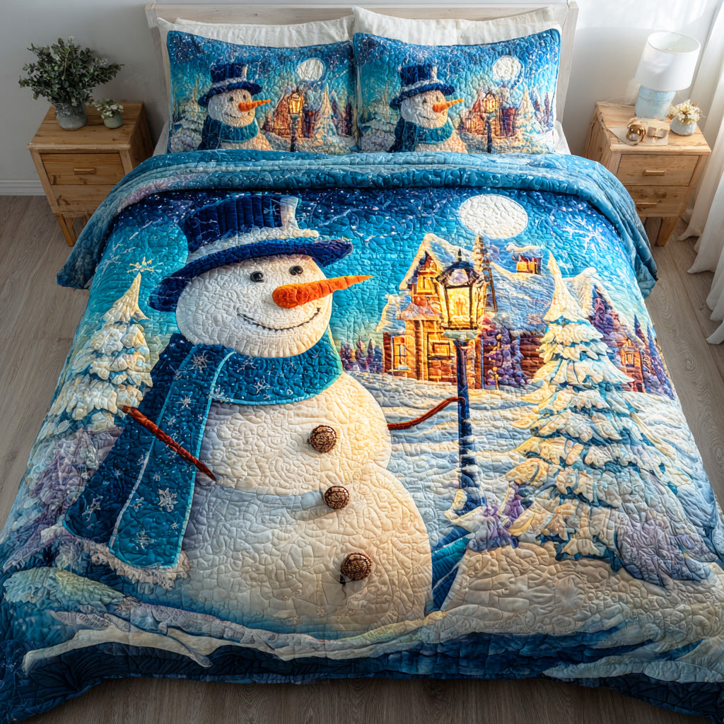 Snowy Smile Field Quilted Bedding Set High-Quality Cotton Bedding Set for Deep Sleep