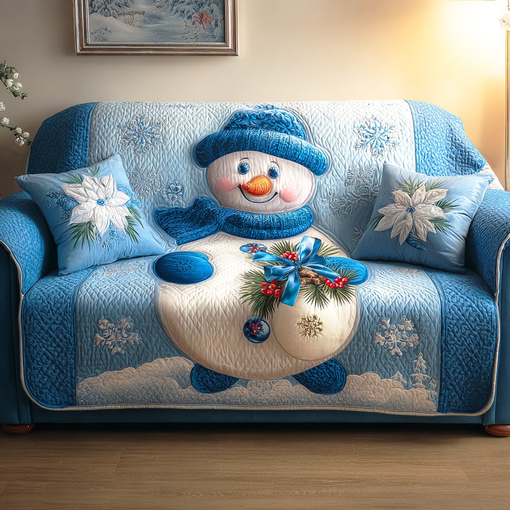 Snowy Smile Field Quilted Sofa Cover Holiday Couch Covers Good Family Gifts